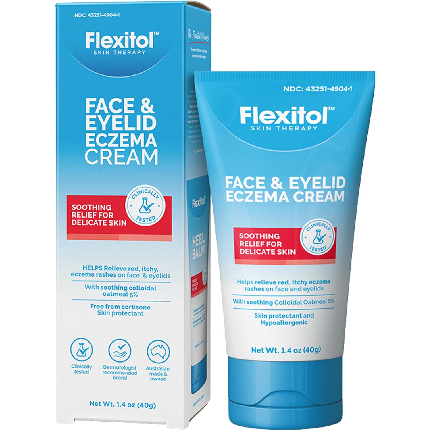 Flexitol Face And Eyelid Eczema Cream For Sensitive Skin, 5% Colloidal Oatmeal, Soothing Eye Treatment For Eczema And Dermatitis, Hydrating Non-Greasy Ointment For Dry, Itchy Skin, 1.4 Oz