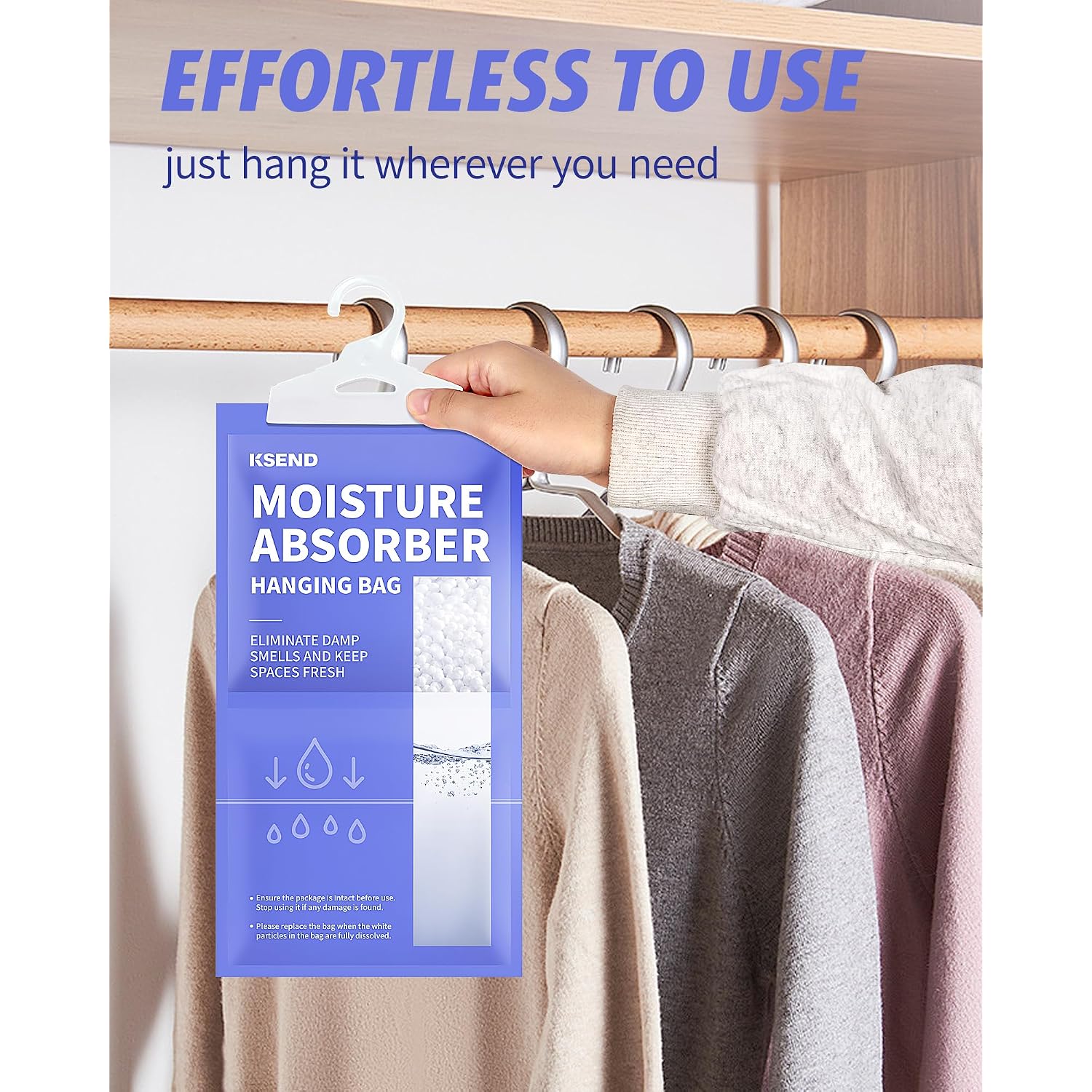 Moisture Absorbers 10 Pack, 9.8 Oz Compact Dehumidifier Bags & Packs, Moisture Hanging Bag, Humidity Absorbers, Closet Deodorizer Against Musty Odors, 11.8'' X 6.3''