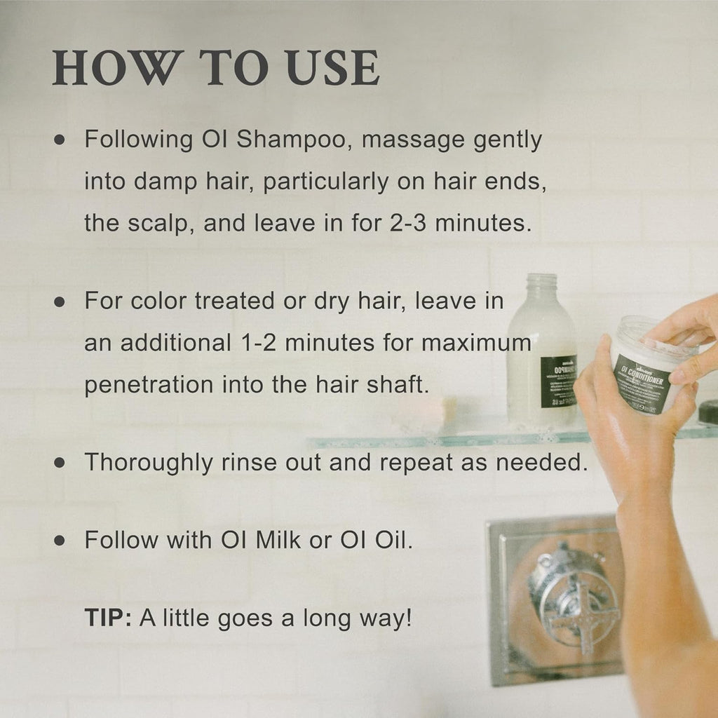 Davines Oi Conditioner, Rich Creamy Hydrating Conditioner For All Hair Types - Accelerates Drying, Protects Structure & Adds Shine With Antioxidant Roucou Oil - Softens & Detangles