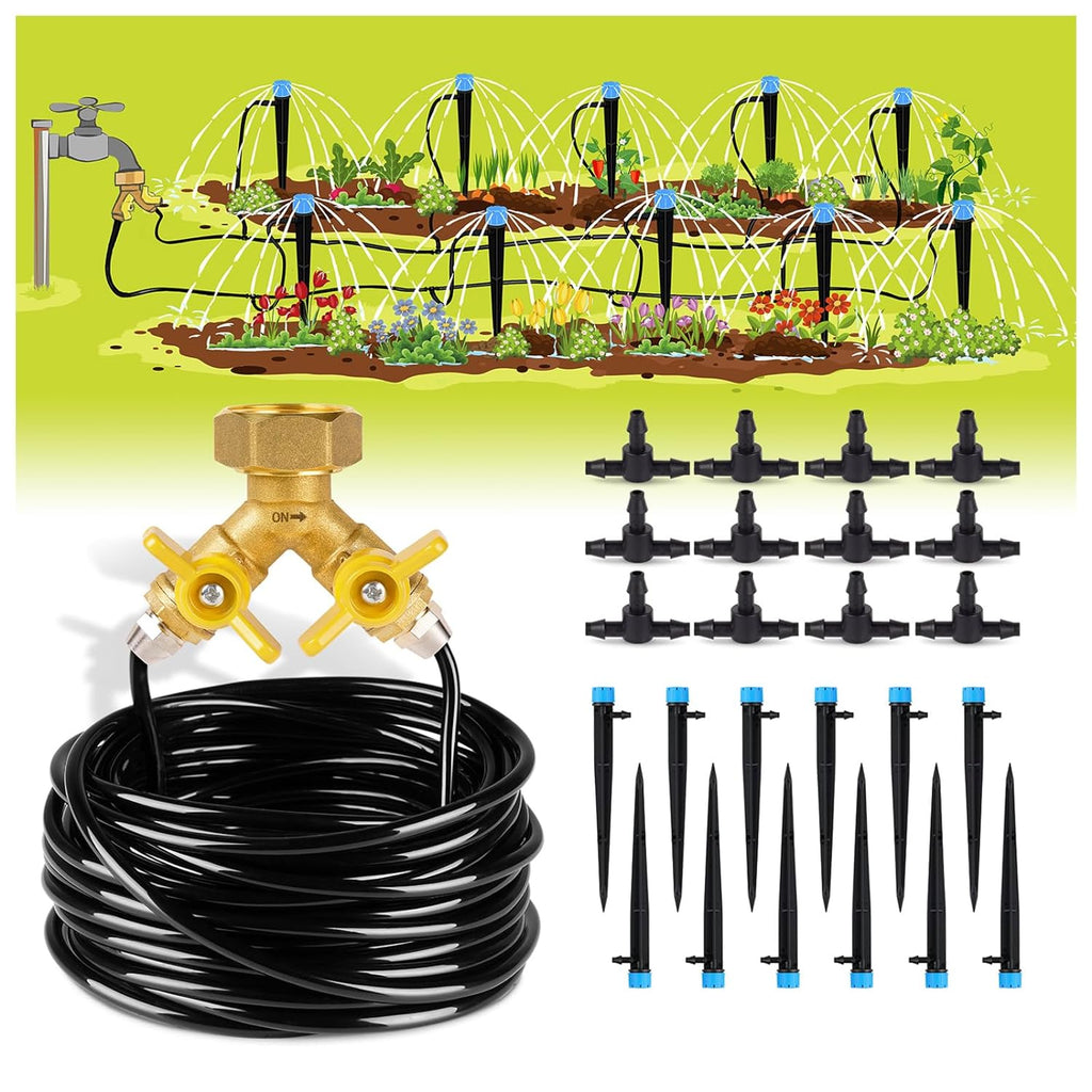 Hiraliy 50Ft Drip Irrigation Kit Plant Watering System 8X5Mm Blank Distribution Tubing Diy Automatic Irrigation Equipment Set For Garden Greenhouse Flower Bed Patio Lawn