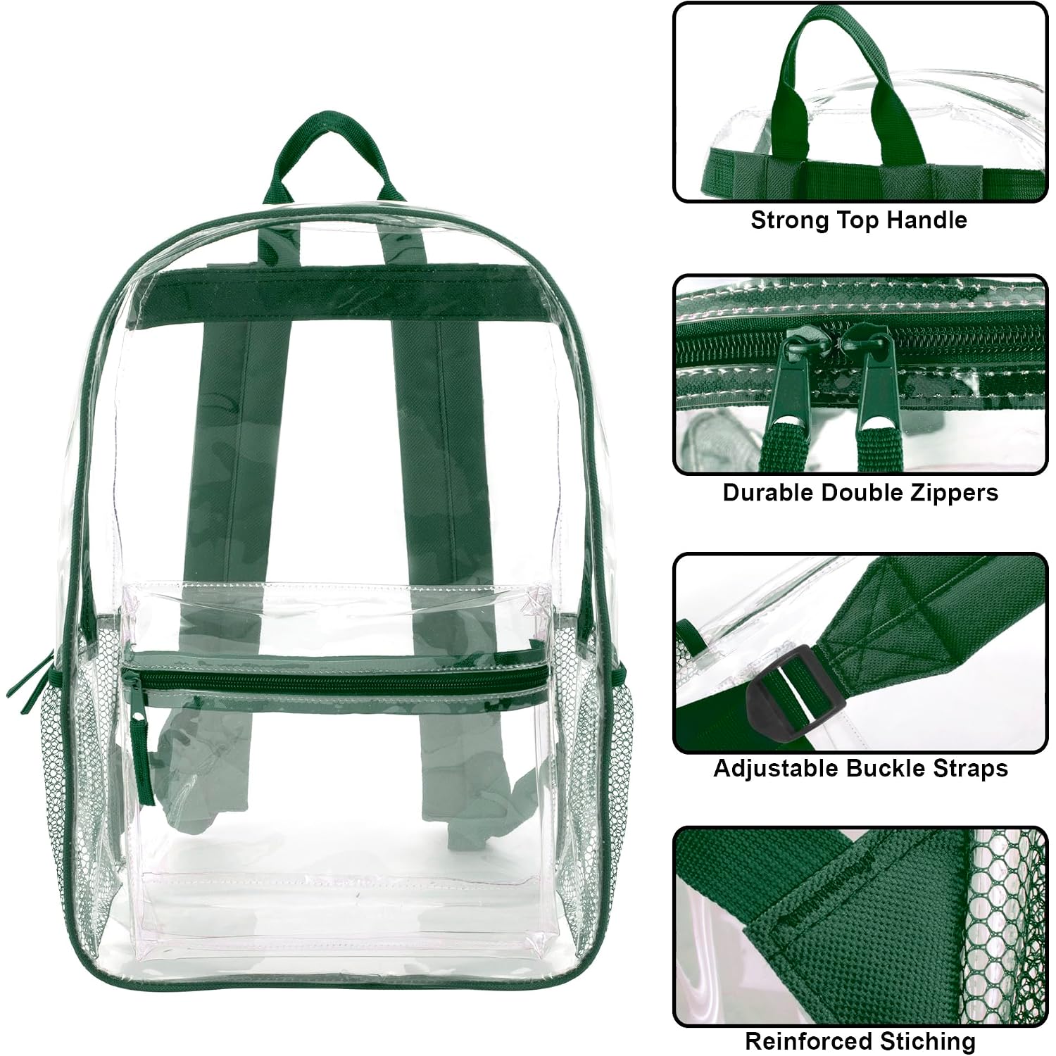 Trail Maker 24 Pack Bulk Clear Backpack Heavy Duty With School Supplies, Side Pockets For Kids, Boys, Girls, School, Stadium Approved (Multicolor Pack)