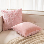 Miulee Pink Bow Pillow Covers Coquette Room Decor Aesthetic Set Of 2 Spring Decorative Cute Girl Soft Plush Faux Pillowcase For Preppy Room Decor Bedroom Couch,18X18 Inch