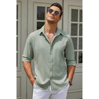 Coofandy Mens Button Down Shirt Long Sleeve Untucked Shirts Summer Casual Dress Shirts