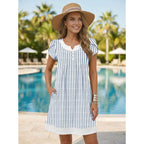 Etcyy Women'S Summer Beach Dress Cover Ups Swimwear Short Sleeve Casual Dresses Vneck Button Fashion 2026 Vacation Sundress