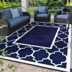 Genimo Outdoor Rug, Waterproof Plastic Rugs For Patio, 5'X8' Blue White | Outside Larger Modern Carpet Mat For Porch Decor, Deck, Balcony, Camping, Rv, Backyard, Picnic, Beach, Reversible, Foldable