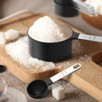 Measuring Cups & Spoons Set, Stackable Cups And Spoons | Nesting Measure Cups With Stainless Steel Handle, Kitchen Gadgets For Cooking & Baking (Black)