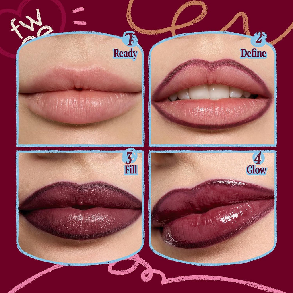 Fwee Long Lasting Dual Coloring Stick Lip Liner, Pretty Savage | All-In-One Dual Stick, Retractable Lip Liner Lipstick Combo, Satin Finish | Smooth Glide, Smudge-Proof | 1.2G (06 Pretty Savage)
