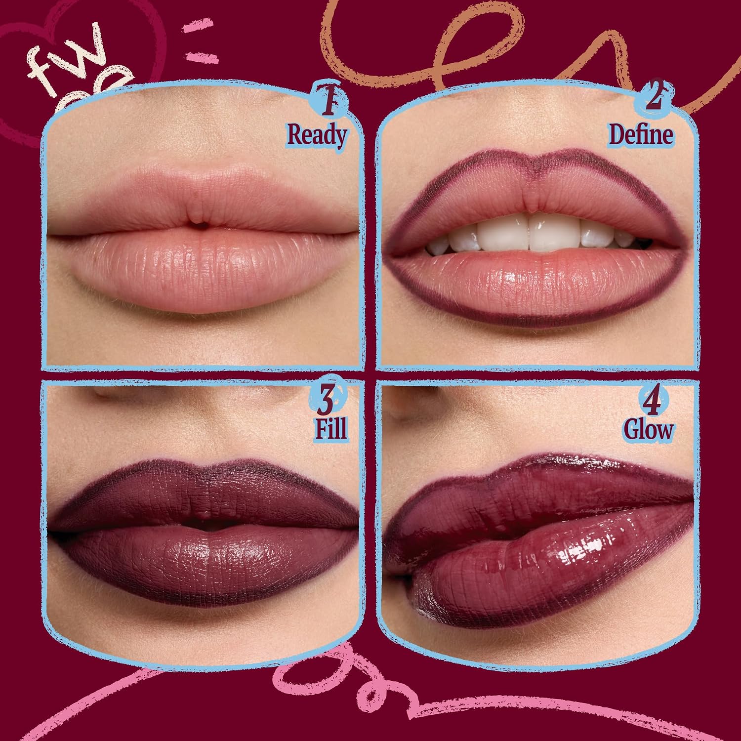 Fwee Long Lasting Dual Coloring Stick Lip Liner, Pretty Savage | All-In-One Dual Stick, Retractable Lip Liner Lipstick Combo, Satin Finish | Smooth Glide, Smudge-Proof | 1.2G (06 Pretty Savage)