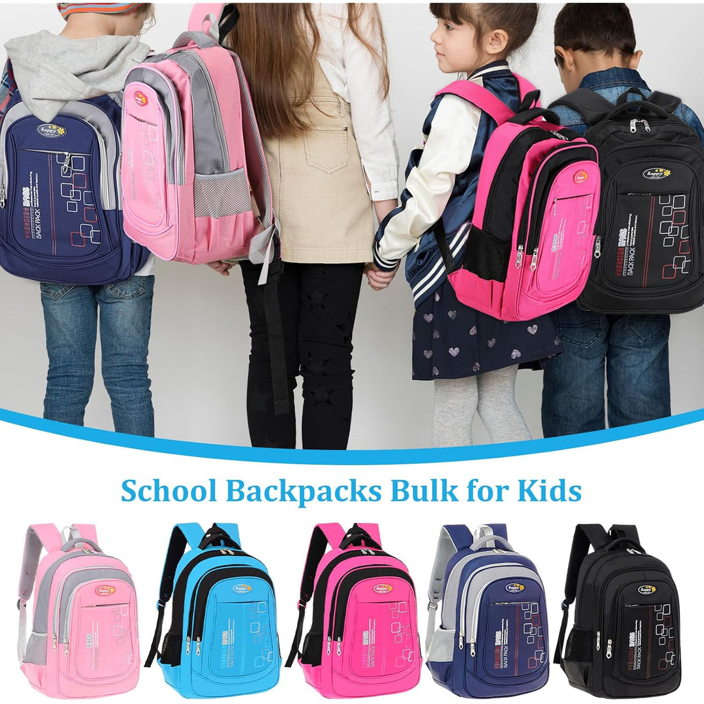 10 Pcs 17 Inch Kids Backpacks Bulk, Classic Student Bags For School | Printed Bulk Pack, Padded Straps, Side Bottle Holder, Middle School, Donation Charity Use