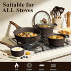 Umite Chef 26Pcs Pots And Pans Set Non Stick, Nonstick Cookware Sets, Induction Cook Ware, Includes Steamer & Silicone Utensils, Housewarming Gift, Kitchen Cooking Sets W/Frying Pan (Pfos, Pfoa Free)