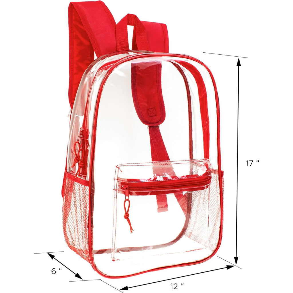 Moda West 24 Pack 17Inch Wholesale Bulk Clear Backpack In 6 Assorted Color