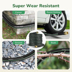 100 Ft Garden Hose, Flexible Rubber Water Hose 5/8", Heavy Duty, Lightweight Hose, Burst 600 Psi With Solid Brass Male To Female Fittings, Leakproof Hose For Backyard, Garden