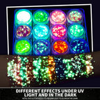 Teenitor 12 Colors Glow in The Dark Glitter Gel, Face Glitter Body Glitter Gel Hair Glitter for UV Black Light Carnival Makeup Raves Festivals