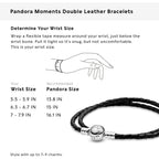 PANDORA Jewelry Leather Charm Sterling Silver Bracelet