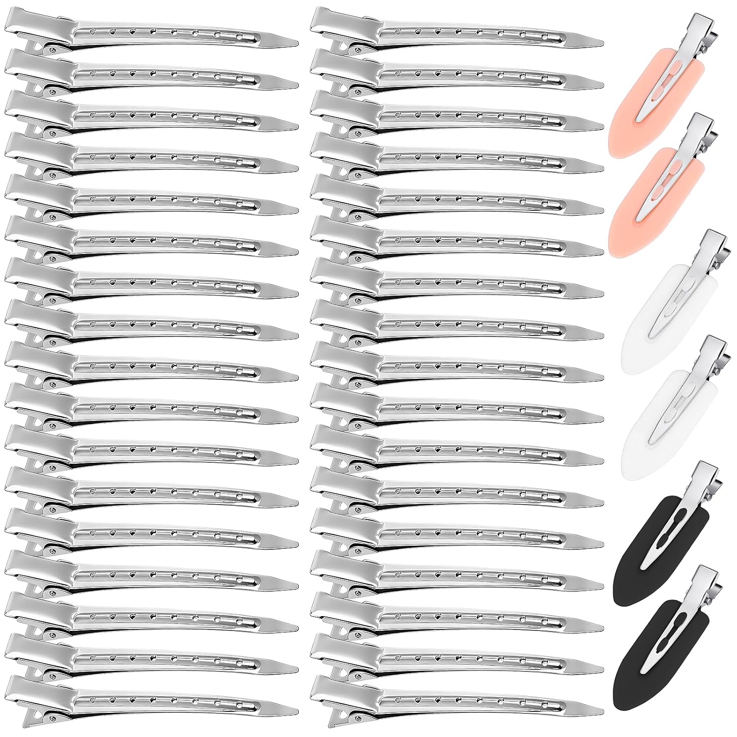 40 Pcs Hair Clips Women Styling, Alligator Metal Hair Clips, Hair Pin Curl Rollers Clips, 34 Pcs 3.5"Duckbill Sectioning Hair Clips And 6 Pcs 2.3"No Crease Clips