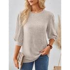 AUTOMET Womens 3/4 Length Puff Sleeve Tops Business Casual Dressy Work Blouses