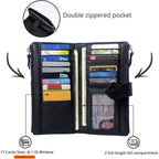Bveyzi Women Soft Leather Rfid Blocking Bifold Slim Wallets Ladies Credit Card Holder Double Zipper Pocket | Soft