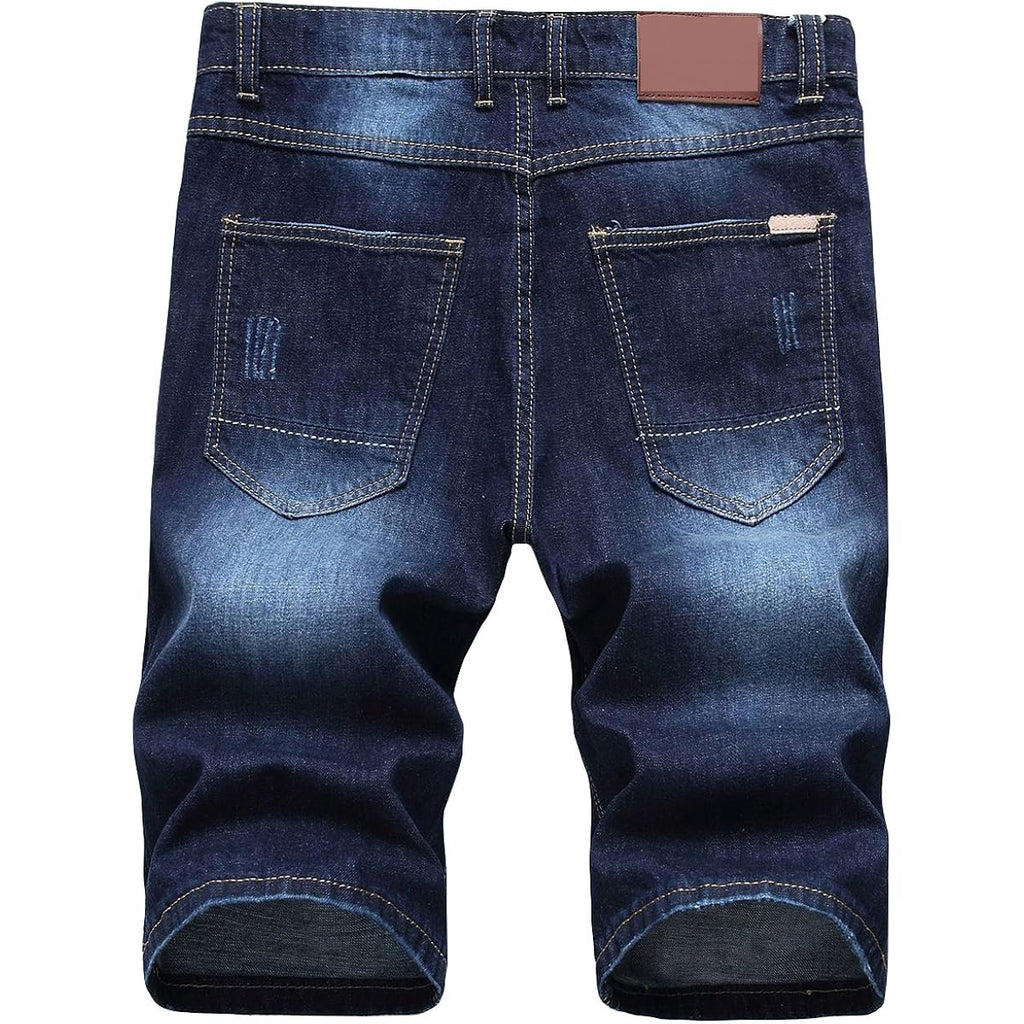 Men'S Casual Ripped Denim Shorts Stylish Distressed Straight Leg Jeans Shorts