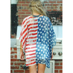 Women's American Flag Kimono Cover up Beachwear Cardigan Loose Tops Shirt Blouse