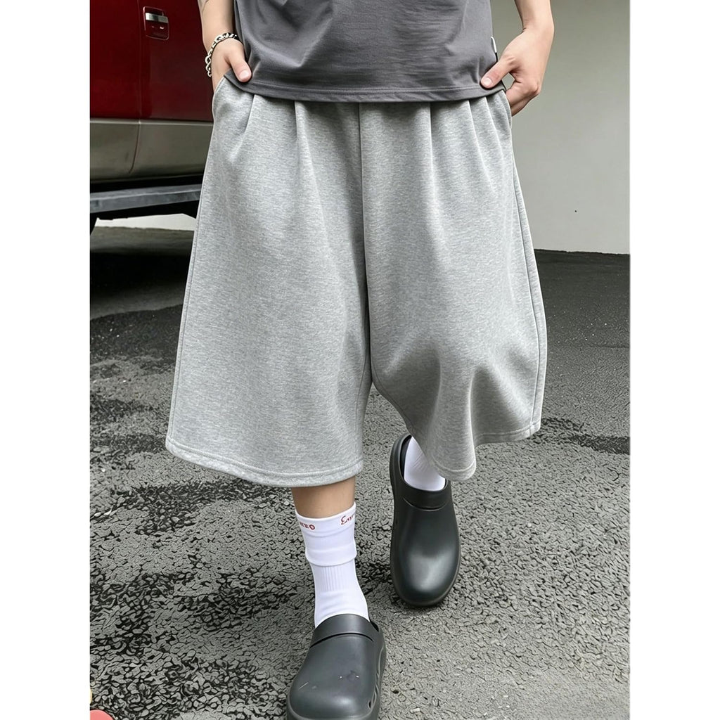 Verdusa Men'S Wide Leg Baggy Athletic Sweat Shorts Workout Basketball Bermuda Shorts With Pockets
