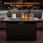 Bali Outdoors 42 Inch Propane Fire Pit Patio | Outdoor Fire Pit Table Large Black Firepits For Outside Rectangular