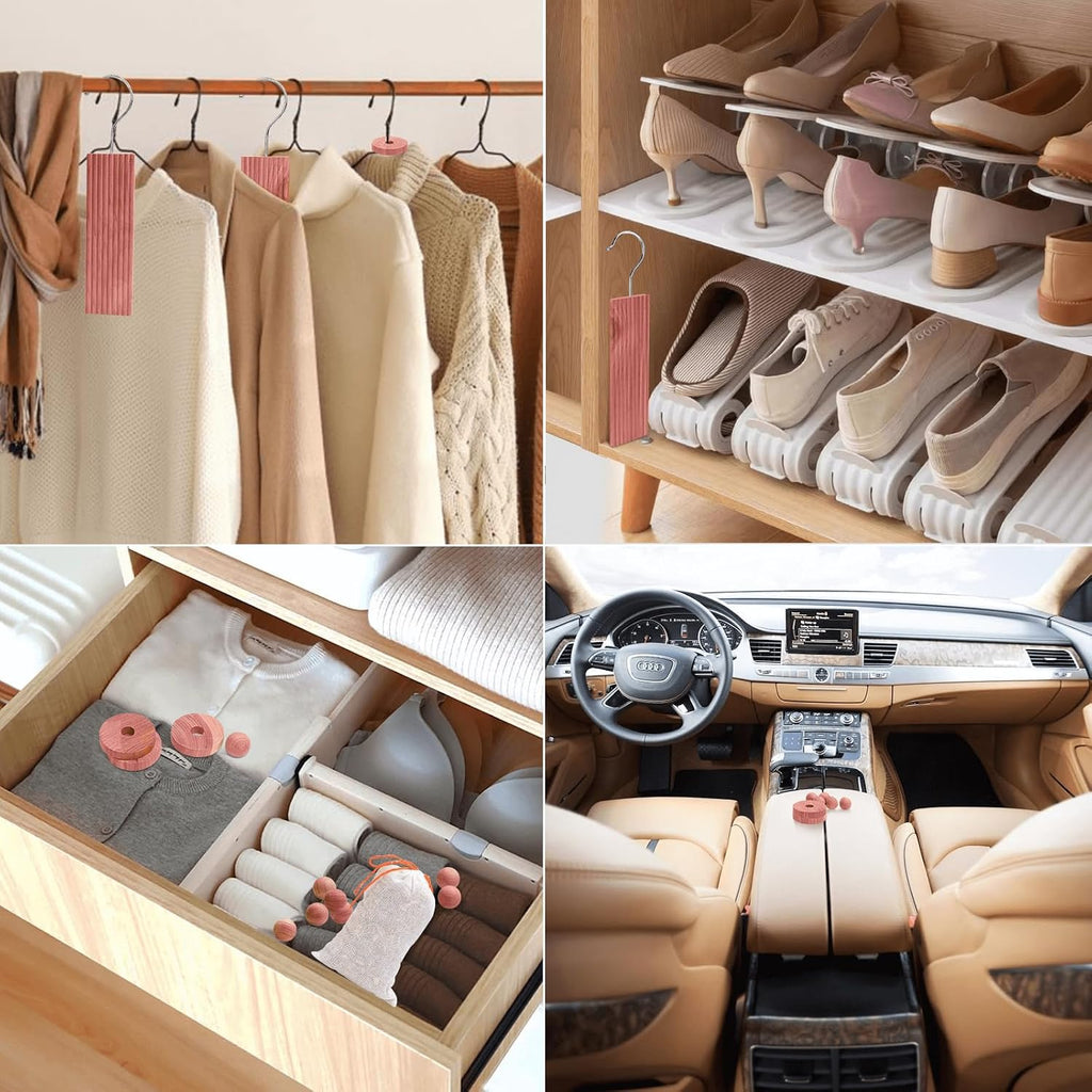 Cedar Blocks For Clothes Storage, Cedar Wood Chips And Balls For Closets And Drawers, Fresh Scented Sachets, 40 Pack