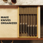 Spaceaid Knife Drawer Organizer 9 Inches Wide Bamboo Insert Dock, Kitchen Steak Knives Holder Organizers Block For Drawer In Storage Organization (Medium, Natural)