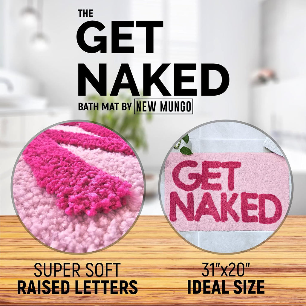 Get Naked Bath Mat Pink - Hot Pink Bathroom Rug, 31" X 20"