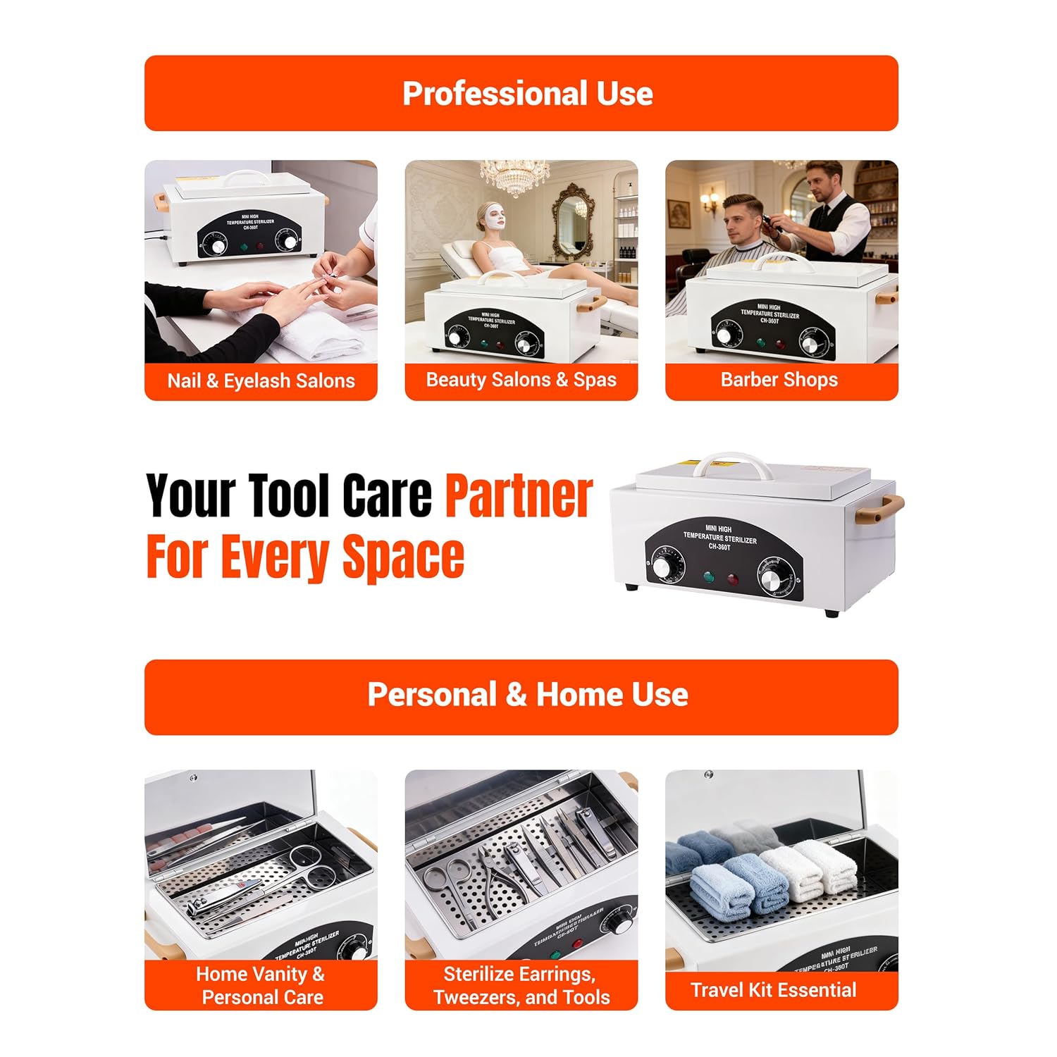 High-Temperature Cleaning Box for Metal Tools, 1.5L Capacity with Adjustable Timer 110V 300W, 122℉-428℉ Cleaning Cabinet for Nail Salons, Barbers & Home Use