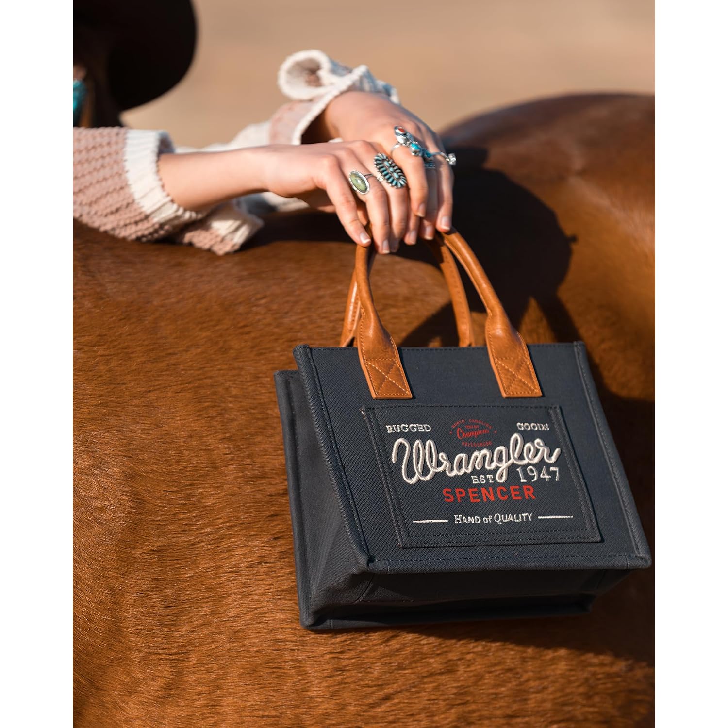 Montana West Wrangler Tote Bag For Women Retro Canvas Top Handle Purses And Handbags