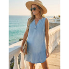 Cupshe Women'S Denim Mini Dress Jean Dresses V Neck Sleeveless Casual Summer Outfits 2025 Trendy