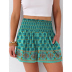 Shorts for Women Summer Casual High Smocked Waist Wide Leg Lounge Comfy Baggy Shorts 2026 Beach Vacation Clothes
