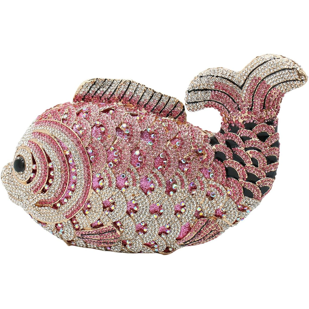 Women Mini Fish Clutch Luxury Rhinestones Purse Sparkling Banquet Handbag Wedding Party Clutch Bag