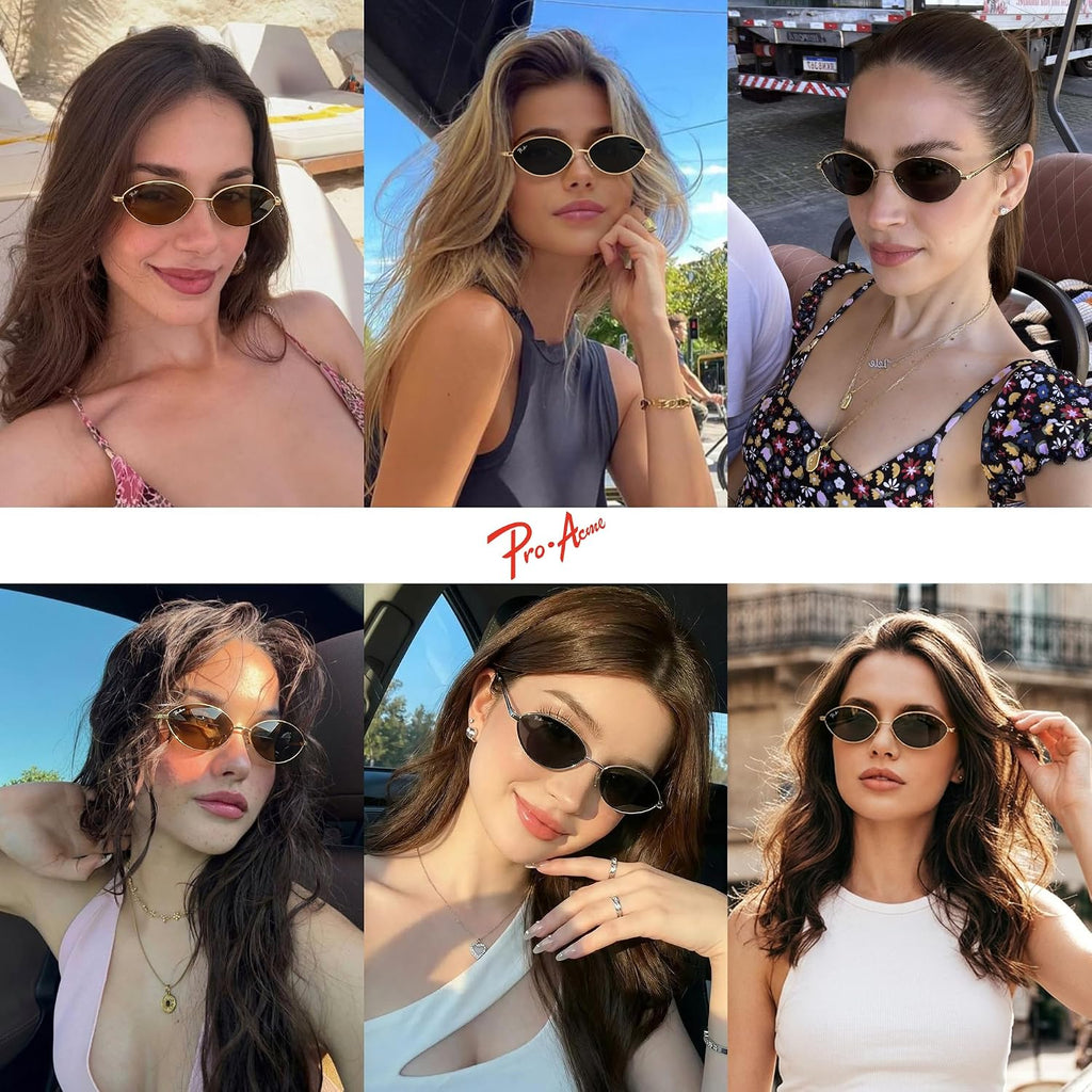 Pro Acme Retro Oval Small Cat Eye Sunglasses For Women, 90S Polarized Trendy Shades, Y2K Fashion Glasses