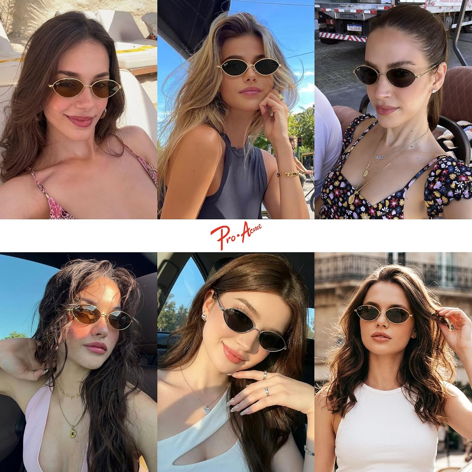 Pro Acme Retro Oval Small Cat Eye Sunglasses For Women, 90S Polarized Trendy Shades, Y2K Fashion Glasses
