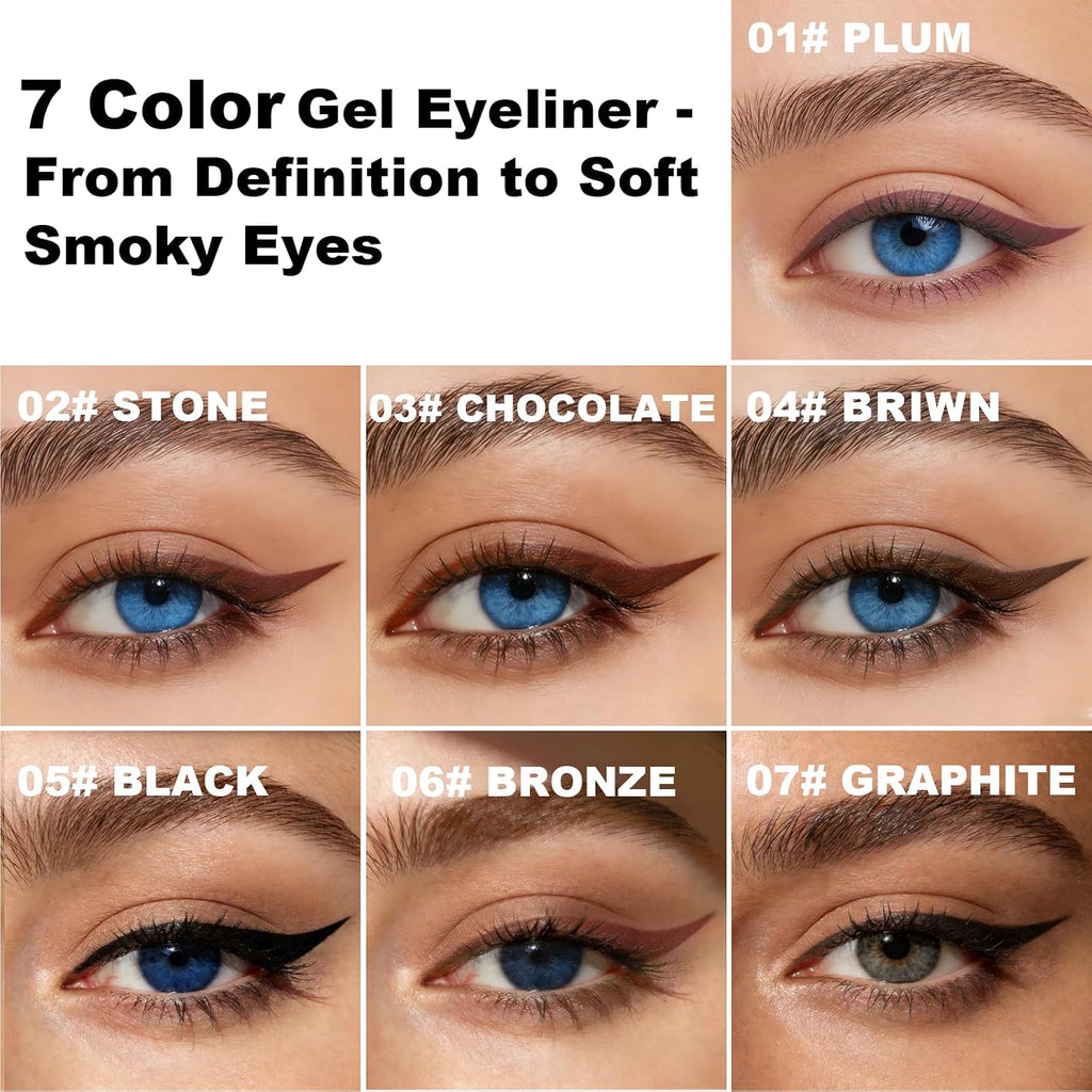 Plum&Brown 2Pcs Gel Eyeliner Pencil,Smudge-Proof Waterproof Long Lasting Plum Eye Liner, High-Pigmented Smooth Creamy Formula For Mature Women, Eyes Makeup Pen Includes Sharpener