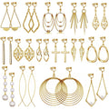 15 Pairs Gold Clip on Earrings for Women Fashion,Lightweight Fake Earrings Set