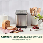 Cuisinart Bread Maker Machine, Stainless Steel Automatic Bread Machine with 12 Menu Options, 3 Loaf Sizes up to 2 Lb., 3 Crust Colors, Removable Nonstick Baking Pan & Kneading Paddle, CBK-110NAS