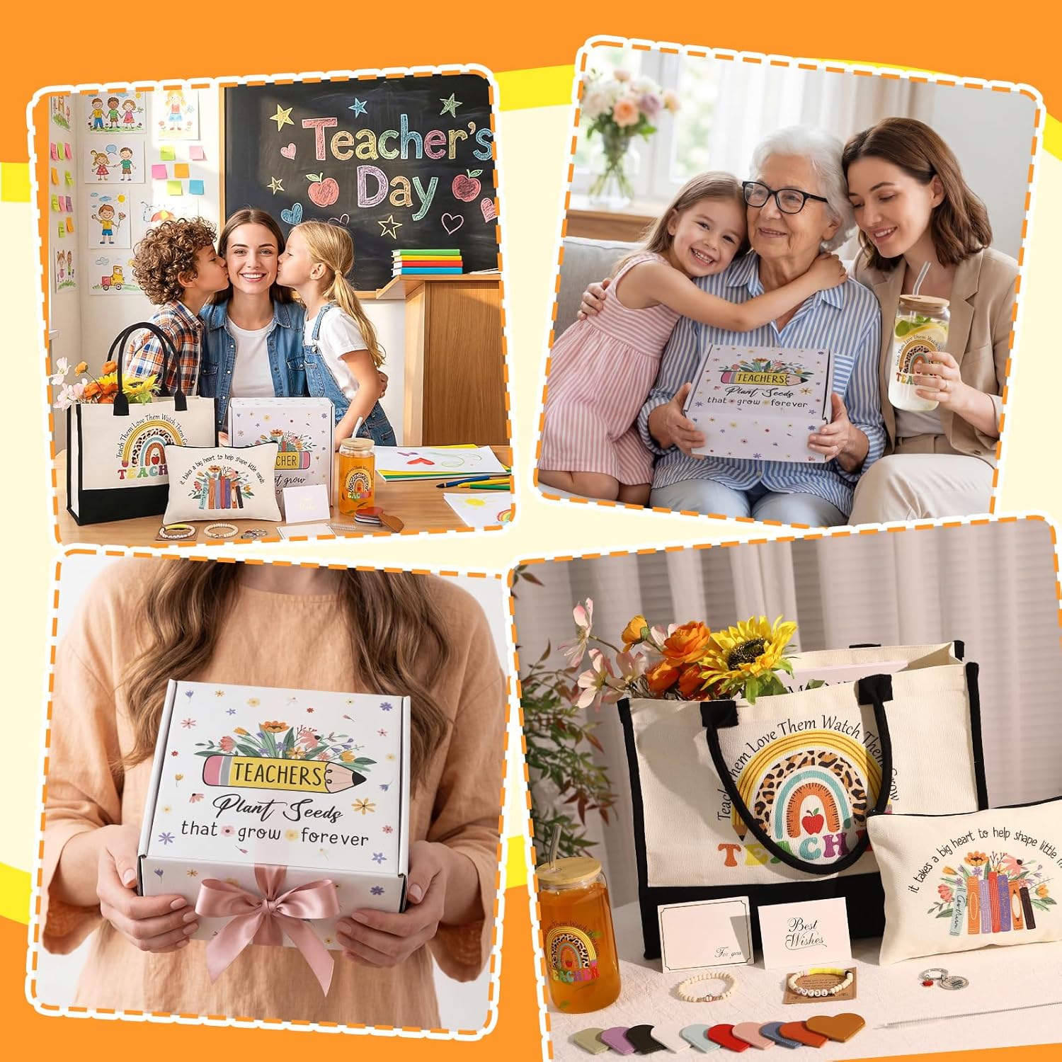 11 Packs Teacher Appreciation Gifts for Women, Teachers' Day Gift with 16oz Glass Cup, Thank You Gifts for Best Teachers, Back to School, End of Year