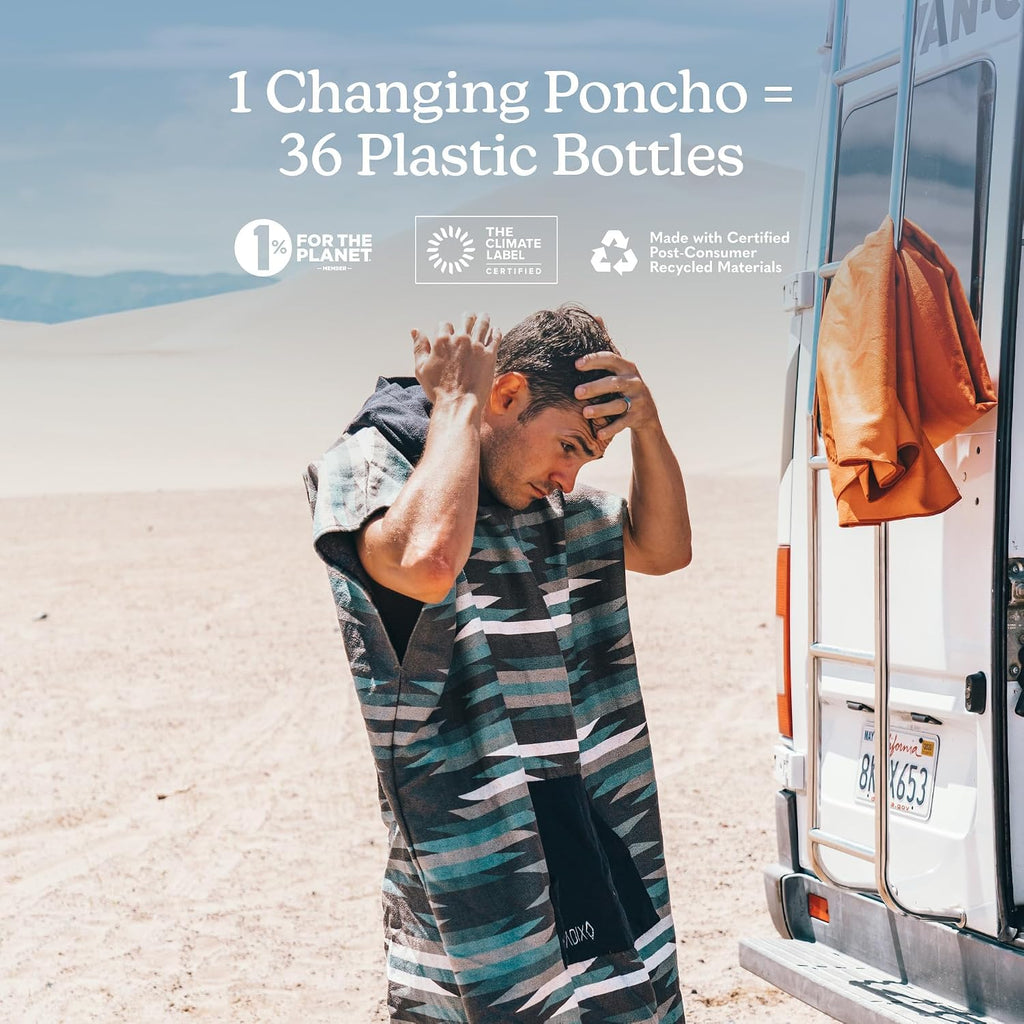 Nomadix Changing Poncho - Quick Dry & Absorbent Hooded Surf & Swim Poncho - Sewn Sides For Private Changing - Front Pocket Storage - Made From Post-Consumer Recycled Materials