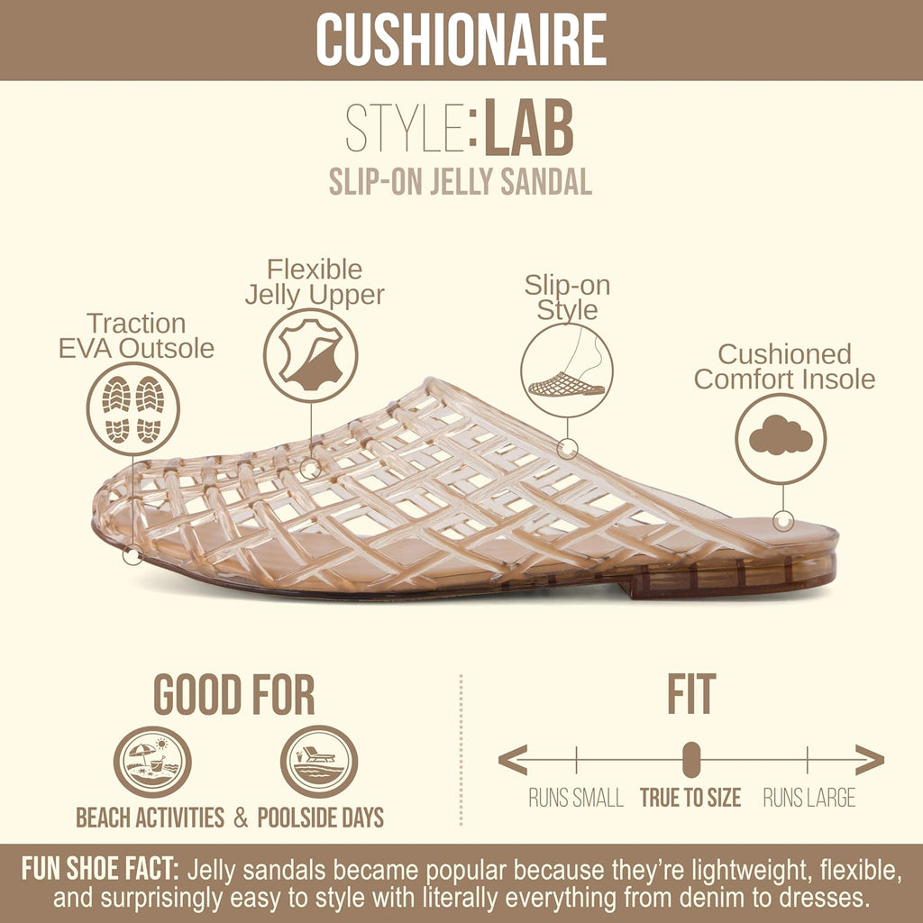 Cushionaire Lab Jelly Flats For Women, Closed Toe Slip On Lightweight Womens Mules With Woven Design And Cushioned Comfort