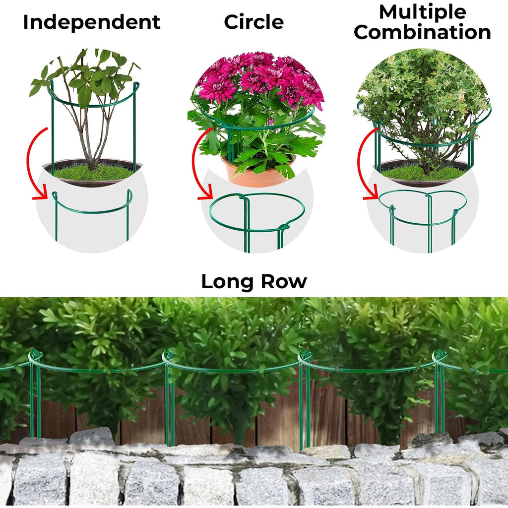 12 Pack Tall Snake Plant Support Stakes – 10" W X 24" H Half Round Peony Cages And Supports For Indoor And Outdoor Plants – Plant Cage Ring Support For Flower - Peony, Tomato, Hydrangea, Rose Bush