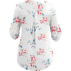 Women'S Plus Size Tops 3/4 Roll Sleeve Shirts V Neck Blouses Tunic Top