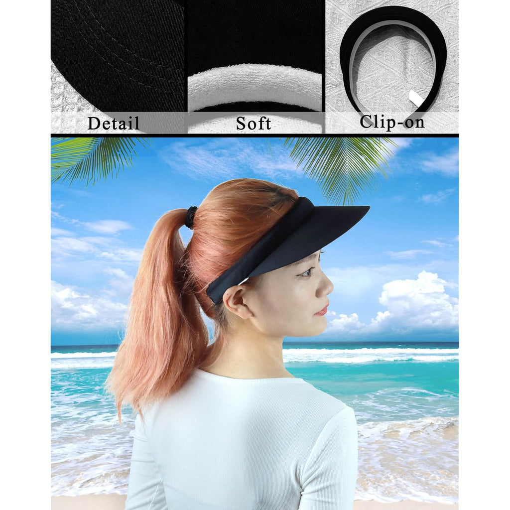 3 Pack Sports Sun Visor Hat Women Men Adjustable Clip On Visors Outdoor Golf Beach Cap