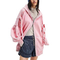 Chouyatou Women'S Casual Zip Up Hoodie Top Y2K Oversized Sweatshirt Jackets Spring Fall Hooded Trench Coat Outerwear