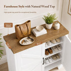 Heybly Shoe Cabinet, Modern Farmhouse Entryway Shoe Storage Cabinet With Doors, Adjustable Shelves,Hidden Shoe Storage, Versatile Entryway Cabinet Furniture With Thick Top & Reinforced Legs, Hsc001Wwb