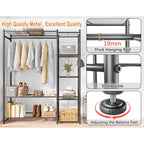 Wardrobe Closet,Portable Clothes Rack With 4 Tiers Shelves,Freestanding Closet Organizers And Storage System With Hanging Rods,Steel Clothing Rack Suitable For Cloakrooms,Bedrooms,Entrances,Etc.Black