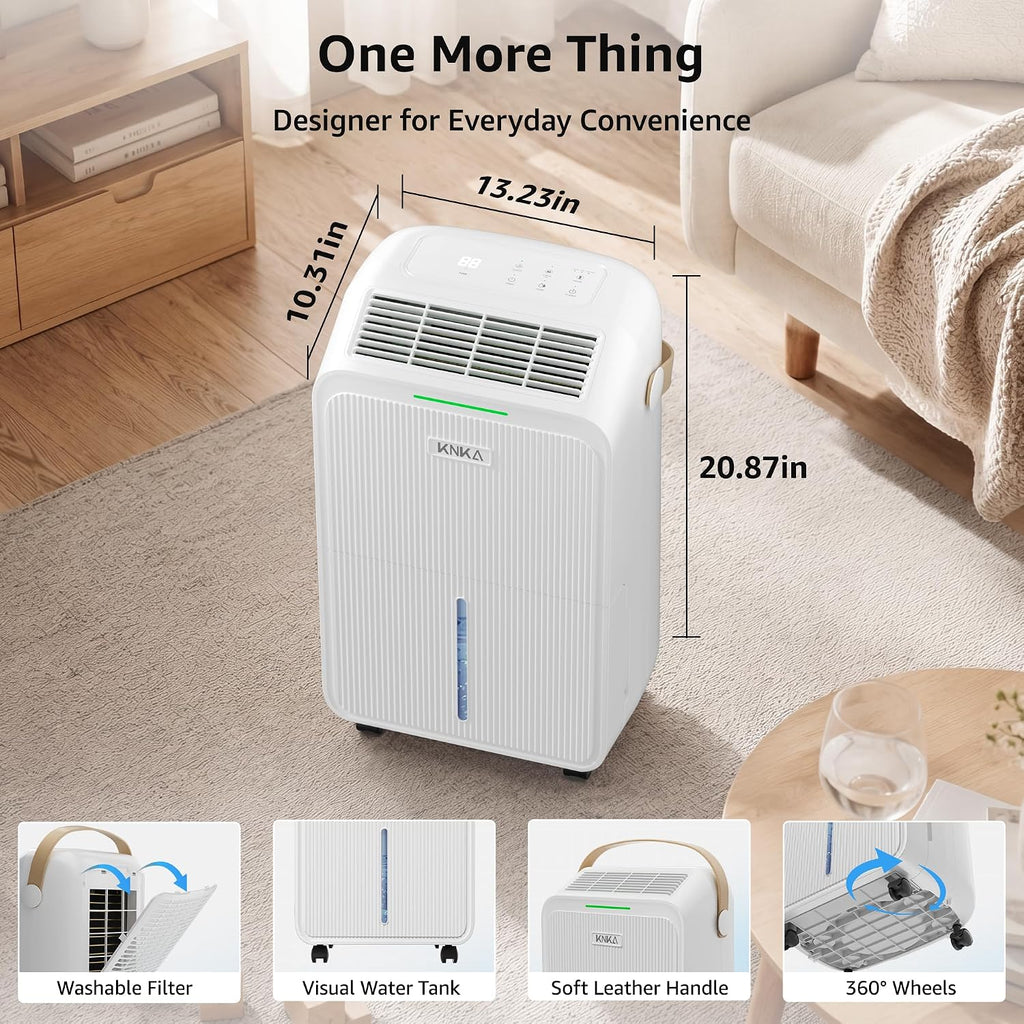 Knka 2500 Ft² Max 34 Pints Dehumidifier For Basement With Drain Hose, White | Dehumidifiers For Home, Bedroom, Bathroom, Large Room, Three Modes, Intelligent Humidity Control, Dry Clothes, 24Hr Timer