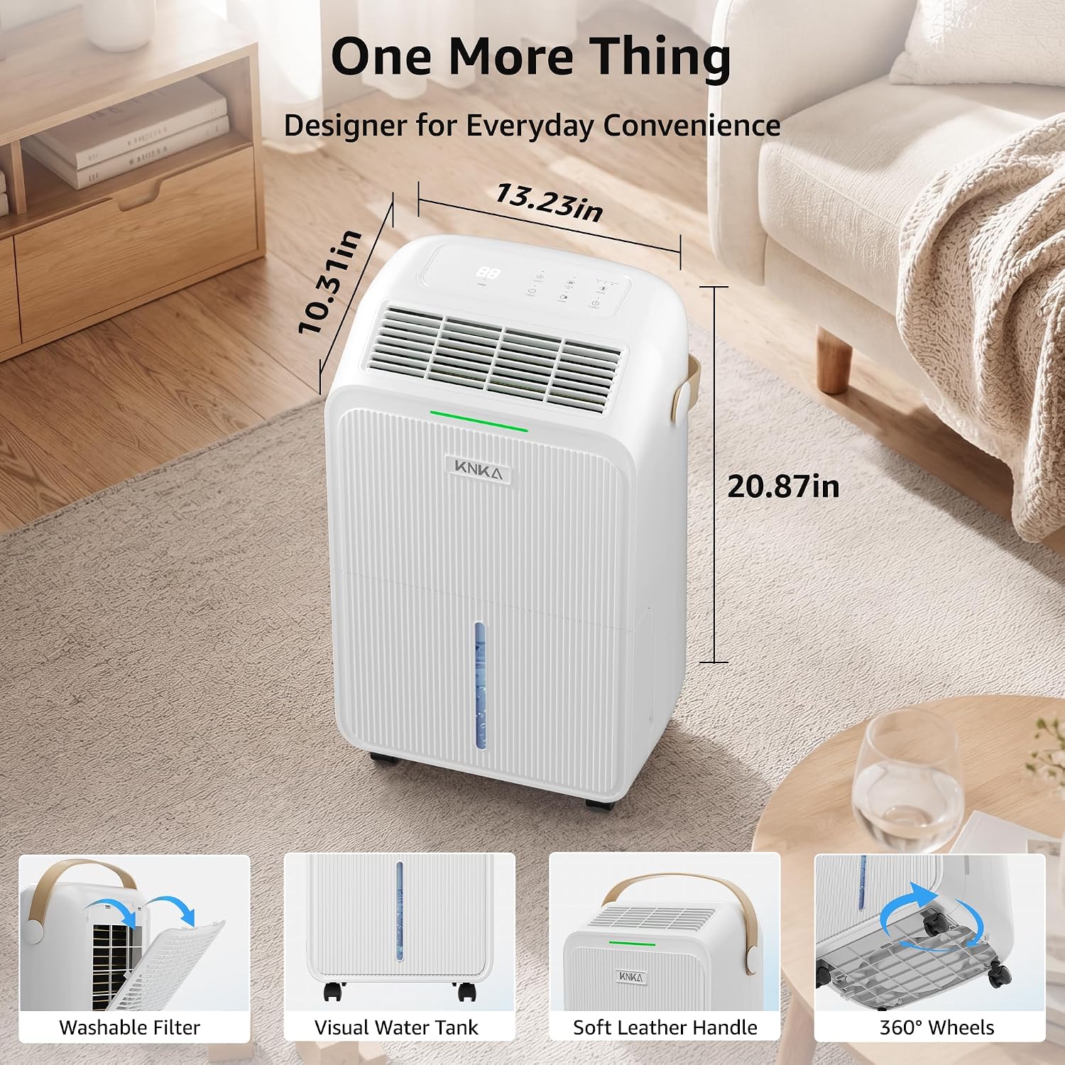 Knka 2500 Ft² Max 34 Pints Dehumidifier For Basement With Drain Hose, White | Dehumidifiers For Home, Bedroom, Bathroom, Large Room, Three Modes, Intelligent Humidity Control, Dry Clothes, 24Hr Timer