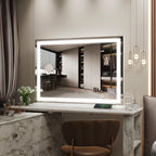 Rolove Vanity Mirror With Lights, 32" X 22" Large Lighted Vanity Mirror With Dimmable 3 Modes, Led Makeup Mirror, Usb Charging Port, Tabletop Or Wall-Mounted Square White